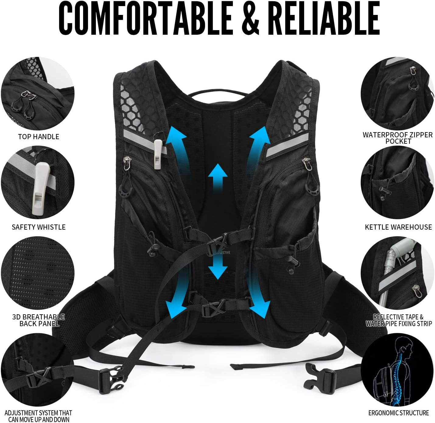 IX INOXTO Hydration Pack Backpack, Lightweight Water Backpack with 2L Hydration Bladder Daypack for Men Women,Running Hydration Vest for Trail Running Hiking Cycling Race Climbing