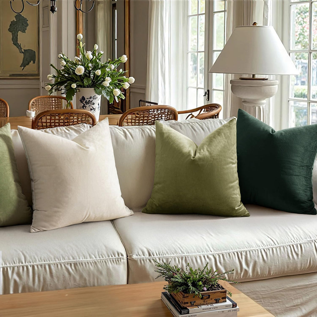 MIULEE Velvet Throw Pillow Covers 18x18 Inch Pack of 2 Army Green
