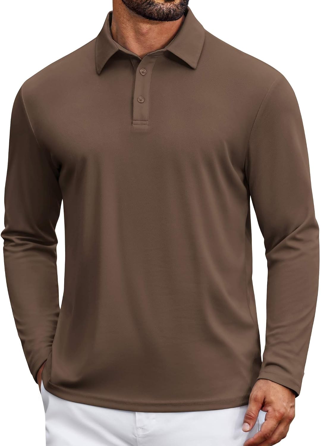 COOFANDY Mens Polo Shirts Long Sleeve UPF 50+ Moisture Wicking Golf Shirt