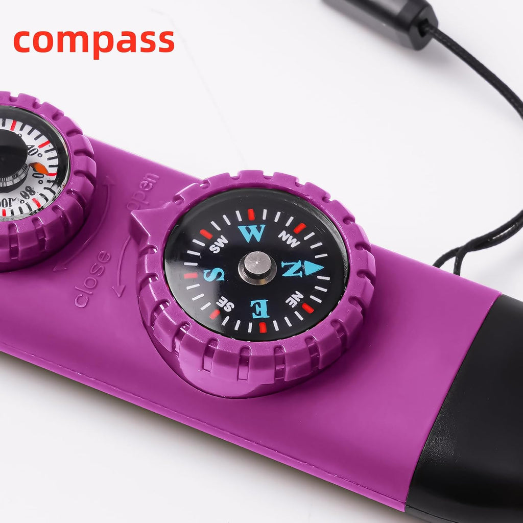 Emergency Survival Safety Whistle，Whistle for Kids with Lanyard,Compass,Thermometer,Ideal for Kayaking, Boating, Hiking, Camping, Climbing
