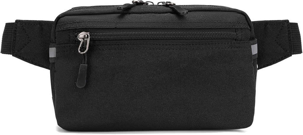 Mini Hiking Waist Bag, 3-Pocket 1.7L RFID Blocking Fanny Pack for Men Women (Black)