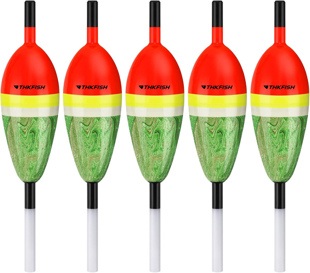 THKFISH Fishing Floats Balsa Wood Slip Bobbers, Fishing Bobbers Stick Slip Bobber for Fishing Crappie Bluegill Trout Bass Panfish Catfish Walleye 5PCS