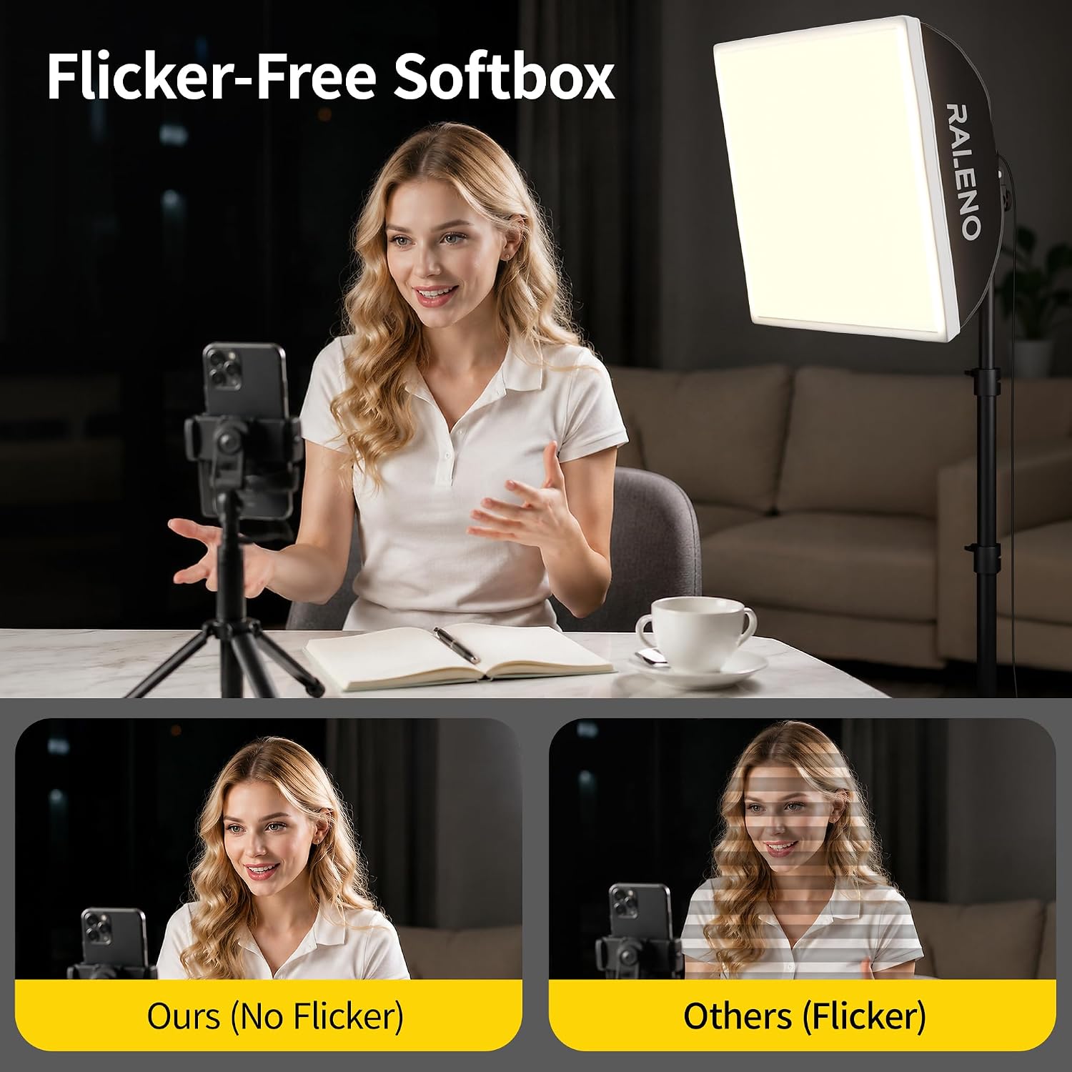 RALENO Softbox Photography Lighting Kit, 16"x16" LED Studio Soft Box Light