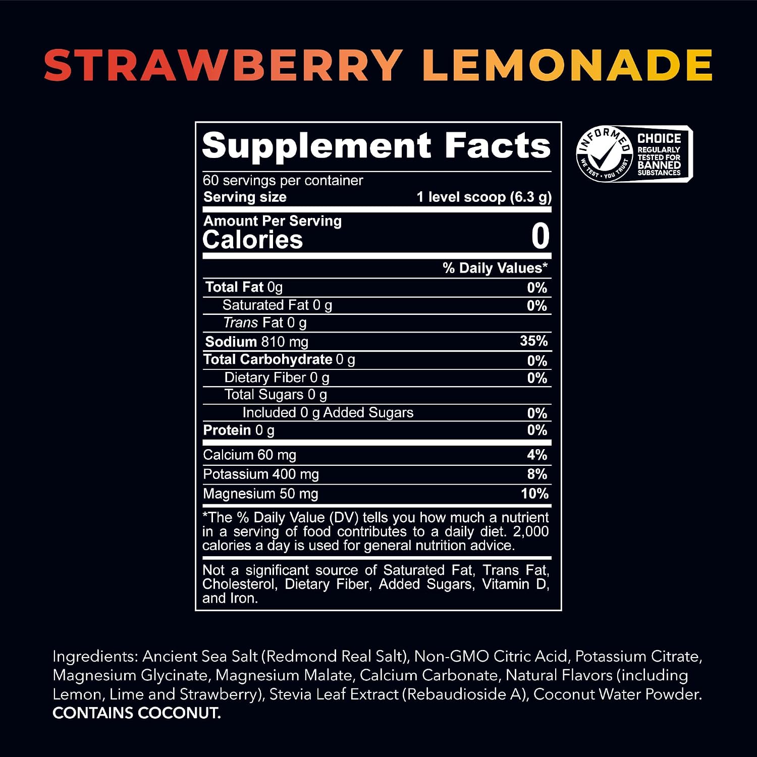 REDMOND Re-Lyte Electrolyte Drink Mix Strawberry Lemonade, 30 serving SMALL 6.88oz jar