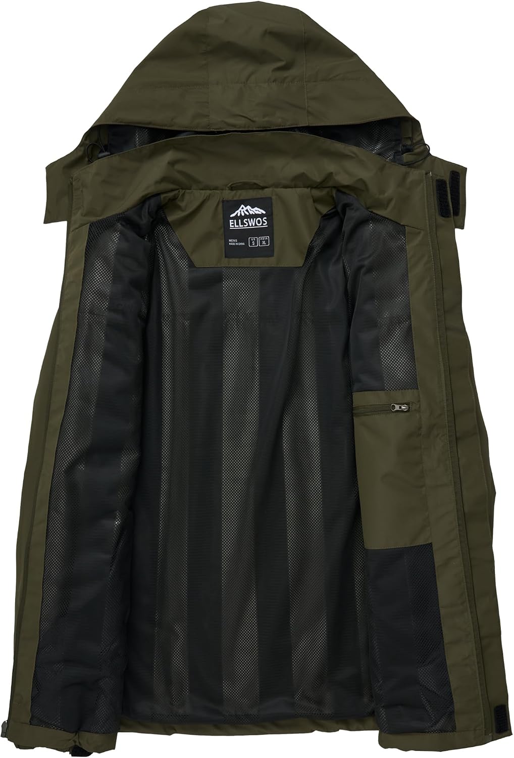 ELLSWOS Men's Lightweight Waterproof Rain Jacket with Detachable Hood