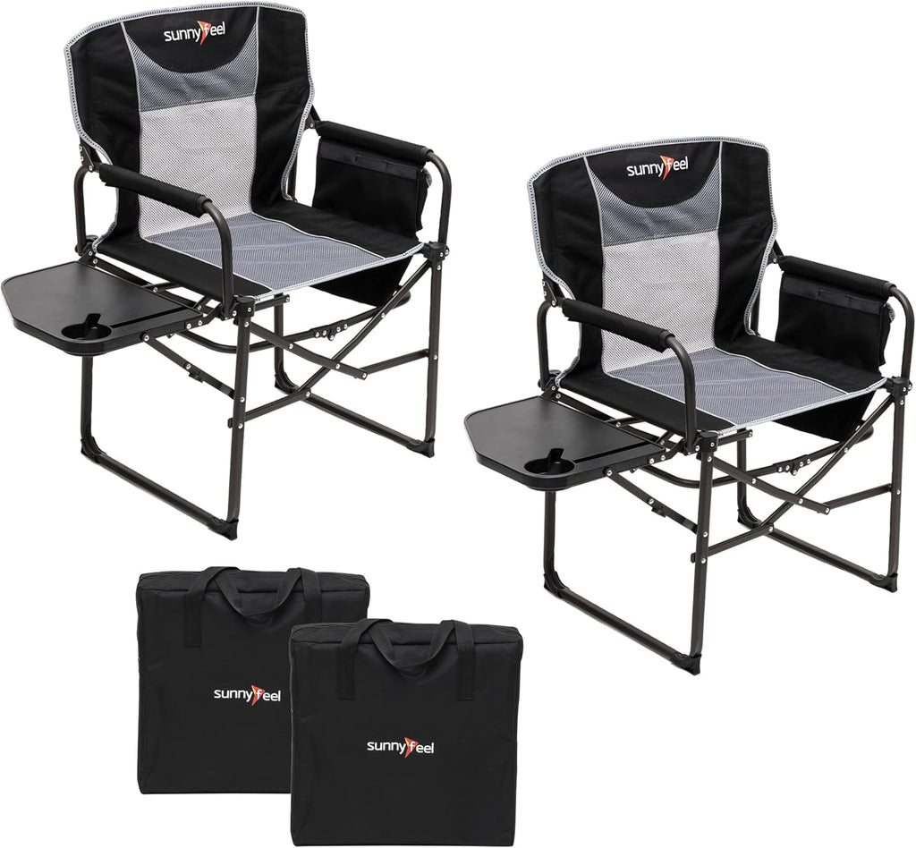 SUNNYFEEL Oversized Camping Chair Portable Directors Chairs with Side Table