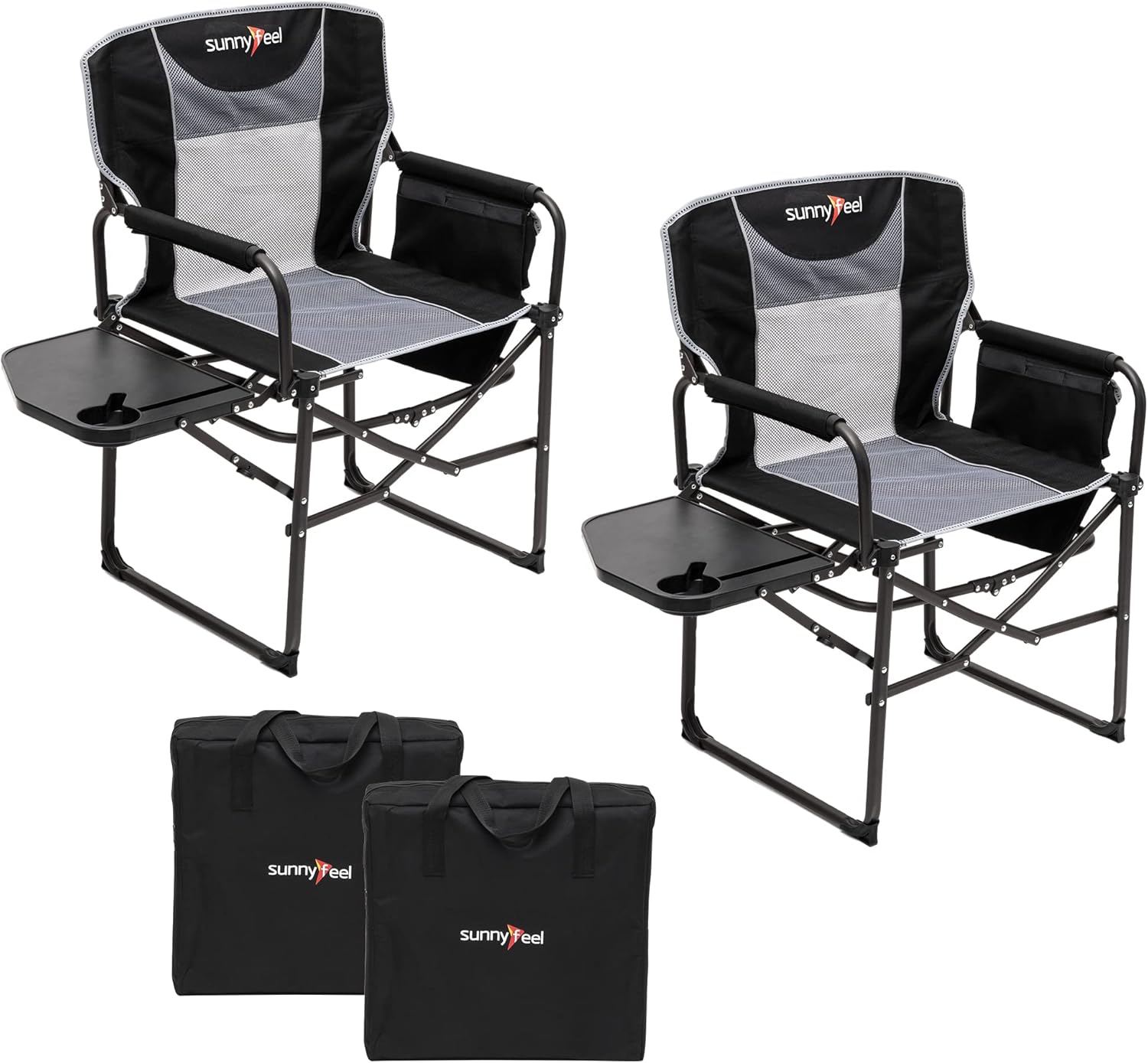 SUNNYFEEL Oversized Camping Chair Portable Directors Chairs with Side Table