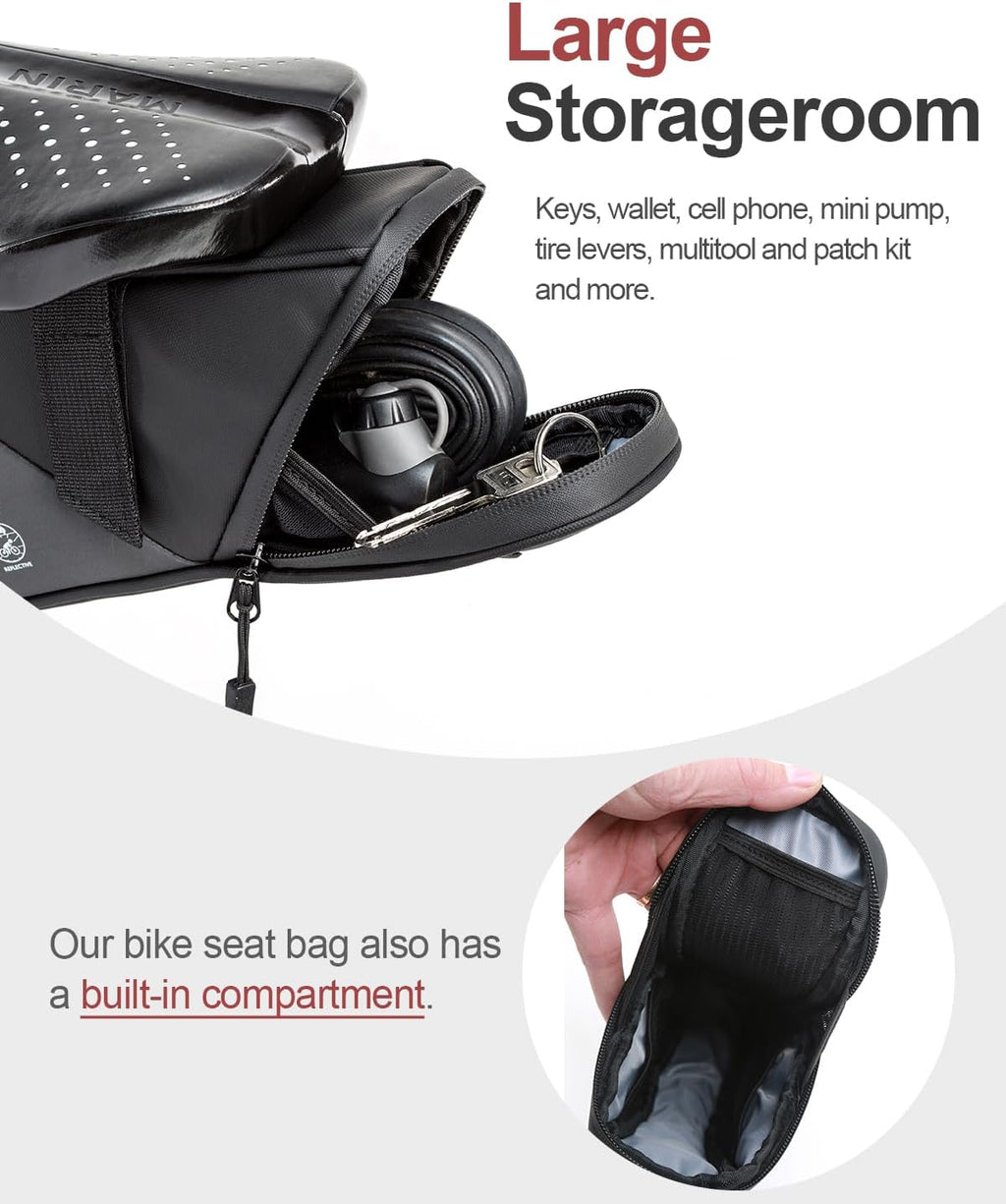 Bike Seat Bag, Water Resistant Bicycle Saddle Bag Under Seat, Cycling Seat Pack for Mountain Road Bikes and Commuter, 1L