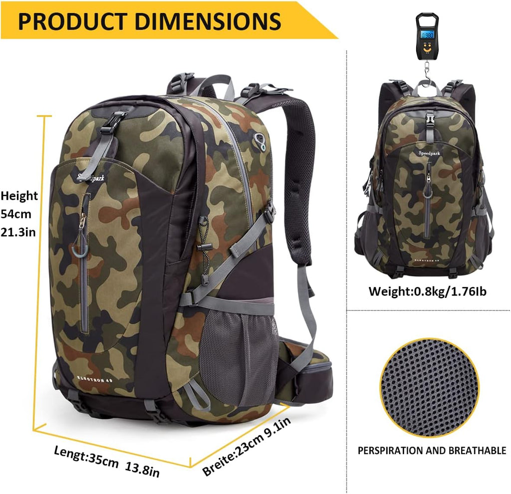 SPEEDPARK 40L Hiking Backpack, Lightweight Camping Daypack with Rain Cover