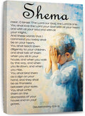 Shema Canvas Wall Art Deuteronomy 6:4-9 Print Christian Positive Painting Bible Verse Posters Religious Home Wall Church Decor Gift Framed 8 * 12 Inch