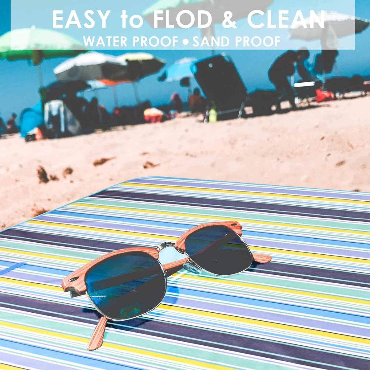 GIVERARE Picnic Beach Blanket, XL Sandfree Waterproof Outdoor Camping Blanket, Quick Drying Oxford Family Mat, Portable Extra Large Picnic Mat for Travel, Hiking, Music Festival, Lawn