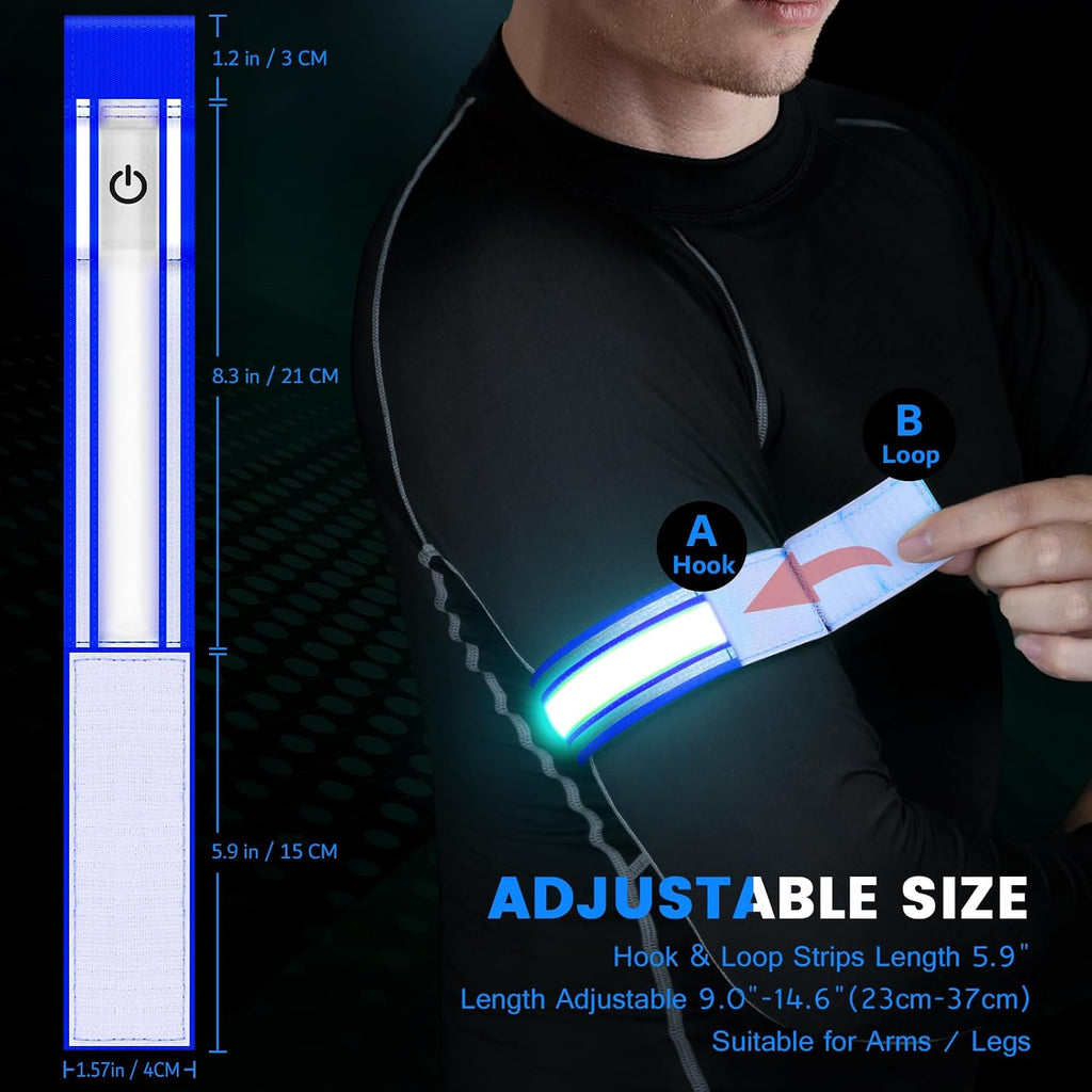 Fokia Kunbio Light Up LED Armband for Running Walking at Night,Reflective Arm Bands for Runners,Rechargeable Jogging Lights,High Visibility Night Running Safety Gear Adjustable Running Women Men Kids