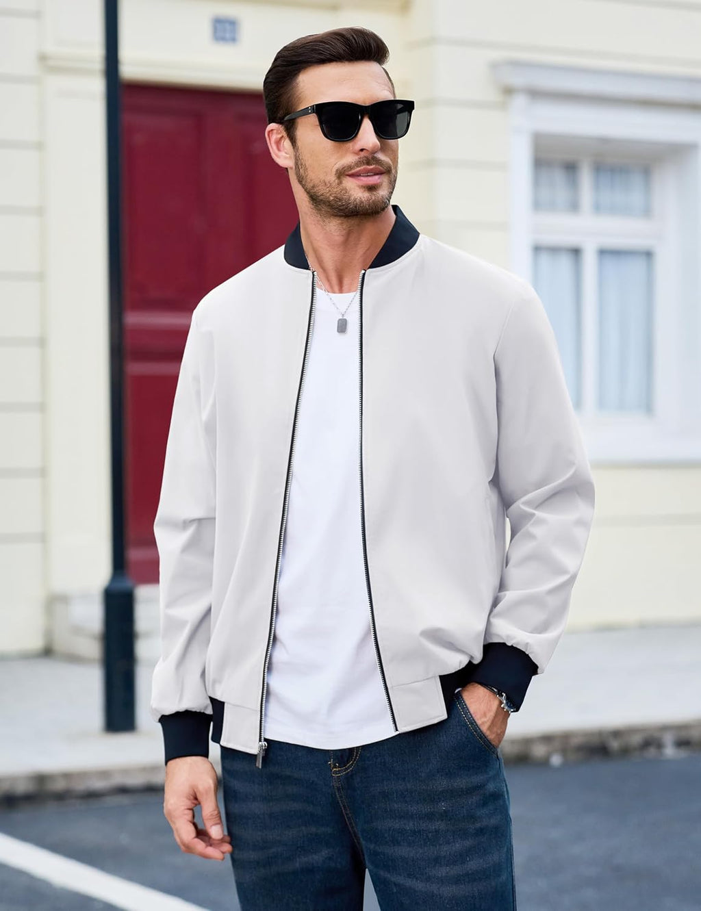 MAGCOMSEN Men's Bomber Jacket Lightweight Full Zip Windbreaker Jackets