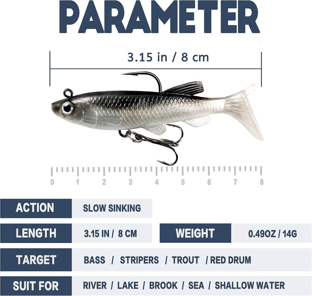 Soft Fishing Lures Paddle Tail Swim Baits for Bass Fishing