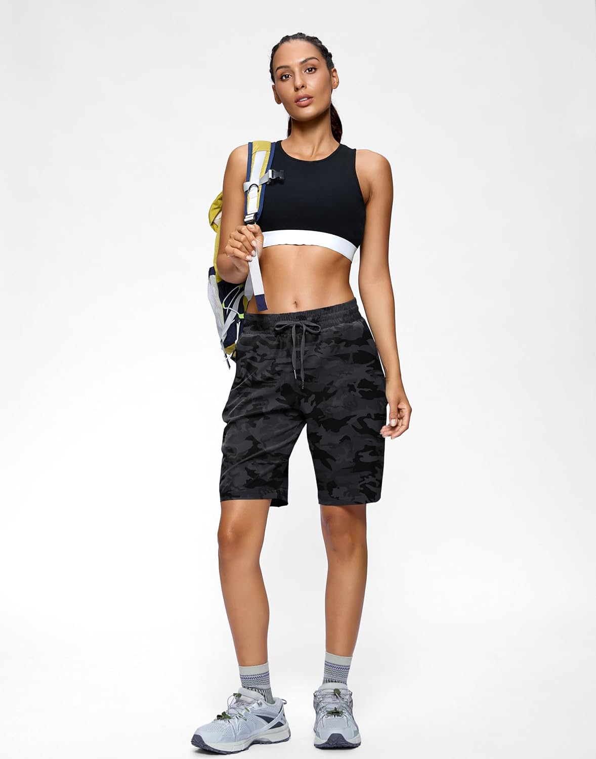 SANTINY Women's 7''/ 9'' Hiking Shorts with 3 Zipper Pockets Athletic Shorts