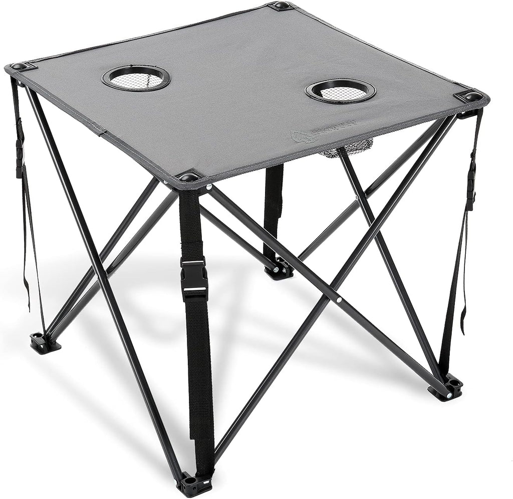 ARROWHEAD OUTDOOR 26” (66cm) Portable Camping Folding Table, 2 Cup Holders, Square, Carrying Case, Steel Frame, High-Grade 600D Canvas