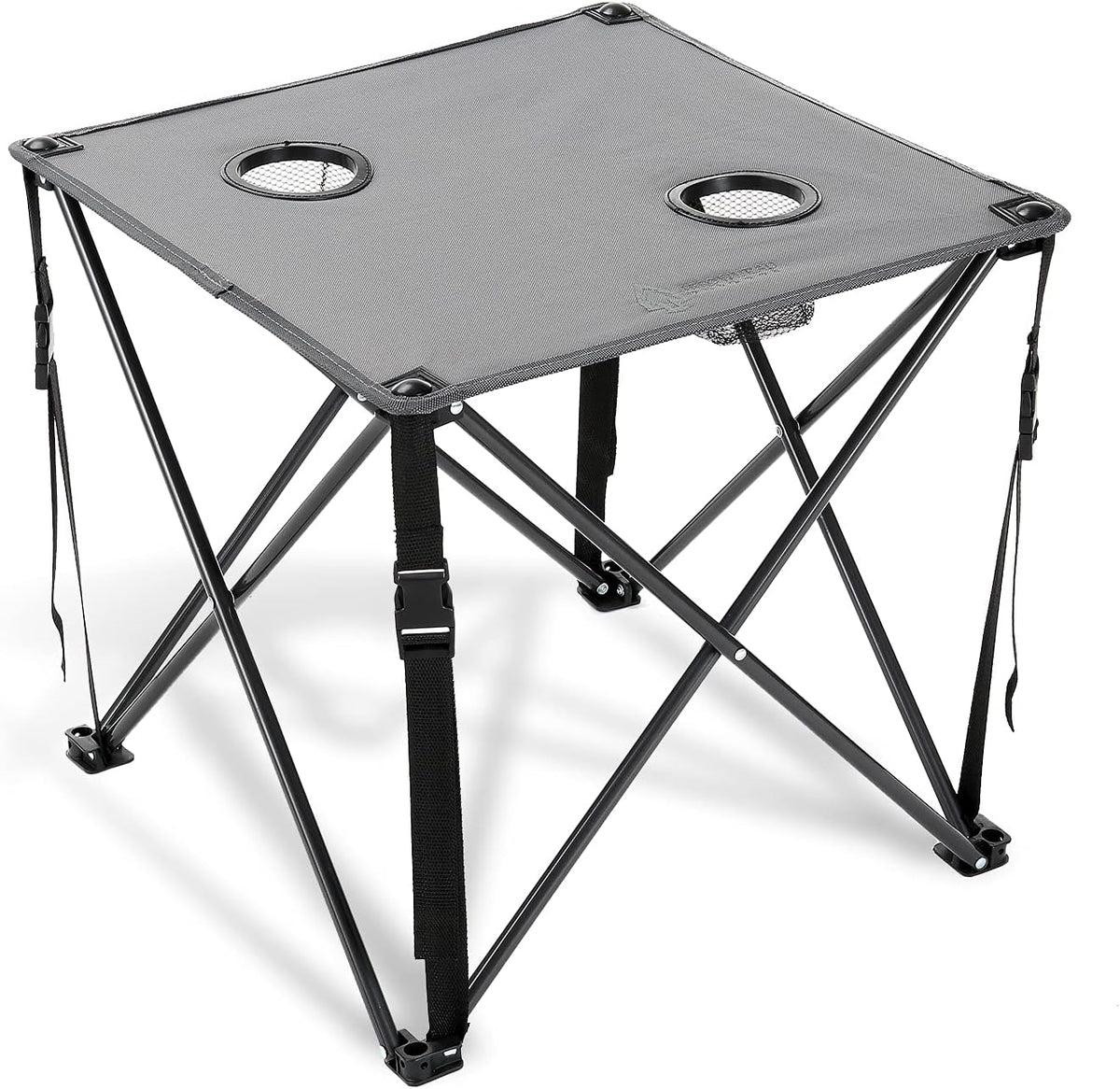 ARROWHEAD OUTDOOR 26” (66cm) Portable Camping Folding Table, 2 Cup Holders, Square, Carrying Case, Steel Frame, High-Grade 600D Canvas