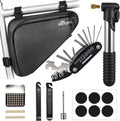 NDakter Bike Frame Bag with Repair Kit, Bicycle Tire Repair Tool Kit Set with Pump & 16-in-1 Multitool, Emergency Bike Pack Accessories for Road MTB BMX