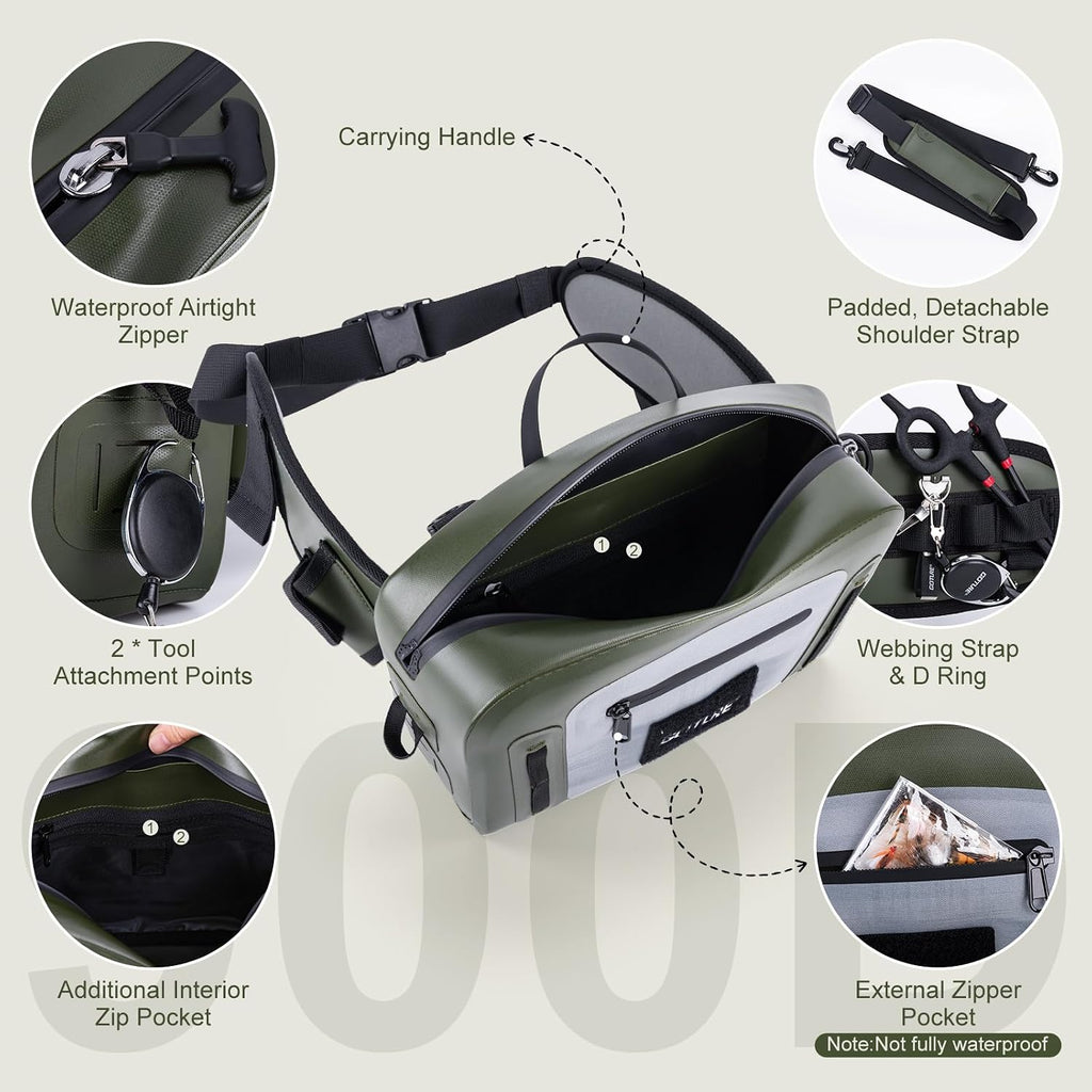 Goture Waterproof Fishing Waist Pack, 900D TPU Tackle Bag