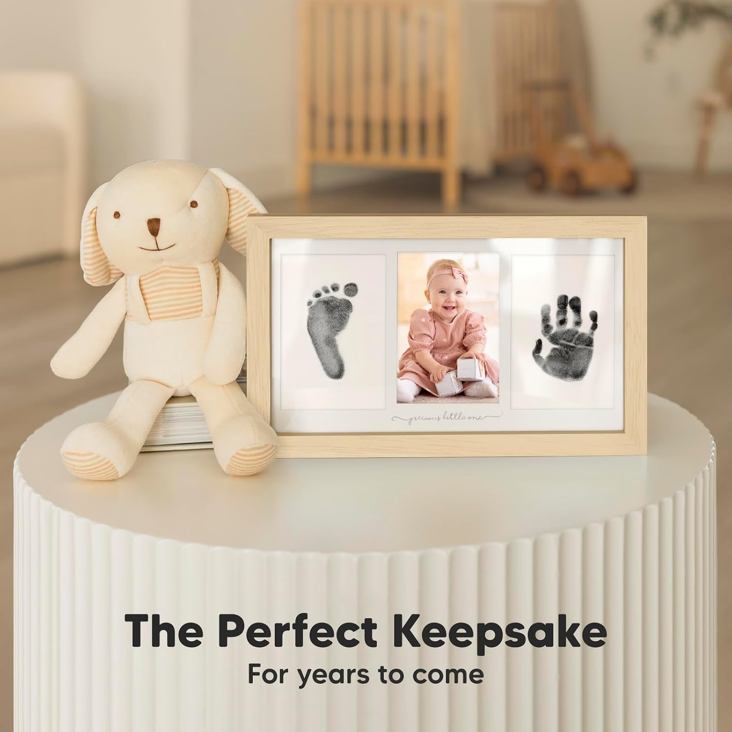 Inkless Hand and Footprint Kit, Boy Girl Newborn Keepsake (Ash Wood)