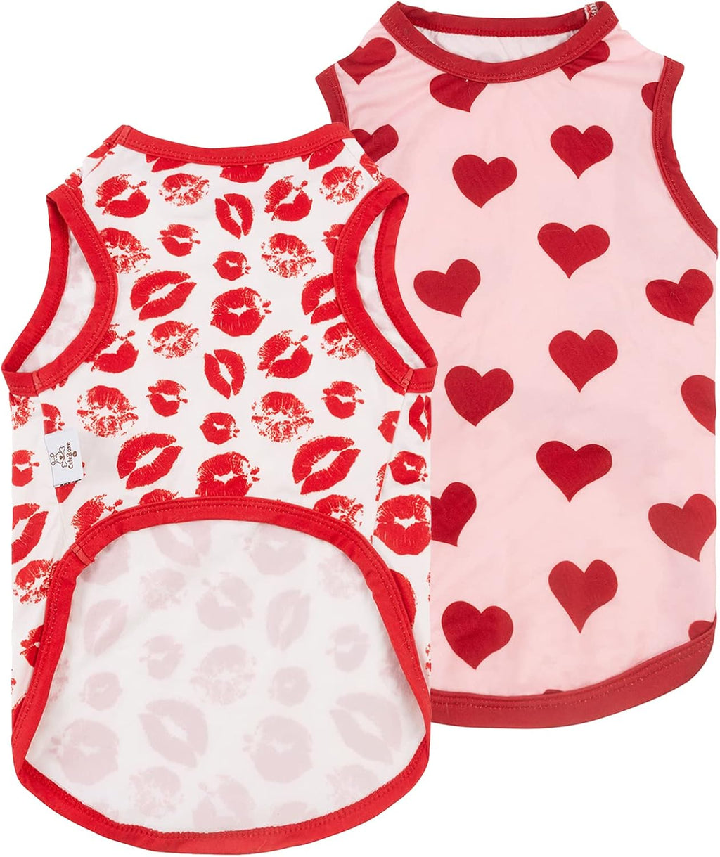 CuteBone Dog Shirts 2-Pack Soft Pet Clothes Breathable Summer Vest for Small Puppy and Stretchy Cat Apparel 2BX24L