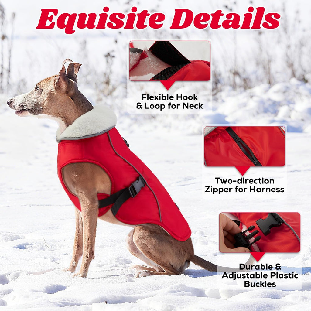 EMUST Dog Winter Coat, Waterproof Fleece Dog Jacket Winter for Small Dogs
