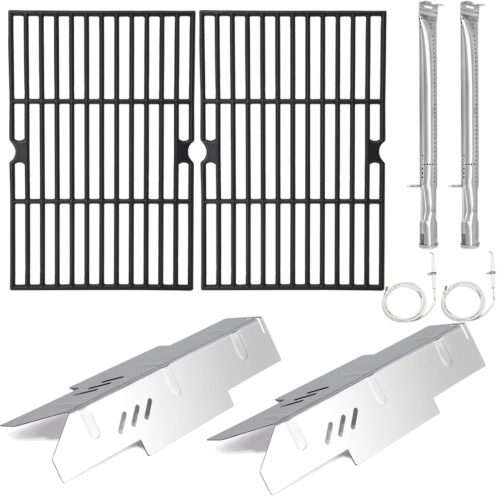 Criditpid Grill Replacement Parts for Dyna Glo DGF350CSP DGF350CSP-D 2 Burner Grill, Stainless Steel Grill Heat Plate Shields, Burner Tubes, Grates & Igniter Electrode Kit for Dyna-Glo DGF350CSP Grill