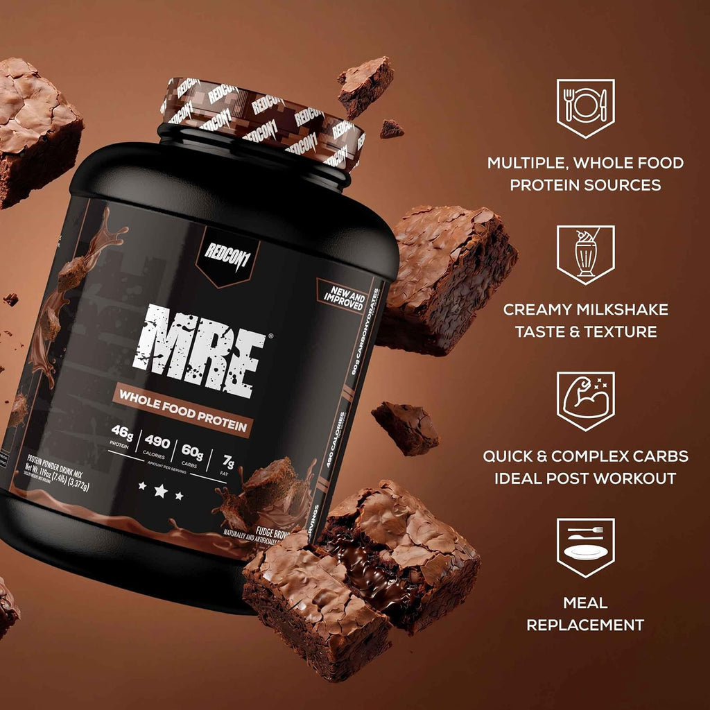 REDCON1 MRE Whole Food Protein Powder, Peanut Butter Cookie - Meal Replacement Made with Animal and Plant Based Protein Sources, Nutrient and Calorie Dense, 0g Added Sugar (24 Servings)