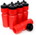 Rolling Sands USA Made 24 oz Sports Squeeze Water Bottles, 8 Pack, BPA-Free, Easy Drink One Way Flow Valve, Fits Most Bike Cages, Dishwasher Safe, Durable, Reusable and Lightweight, Red