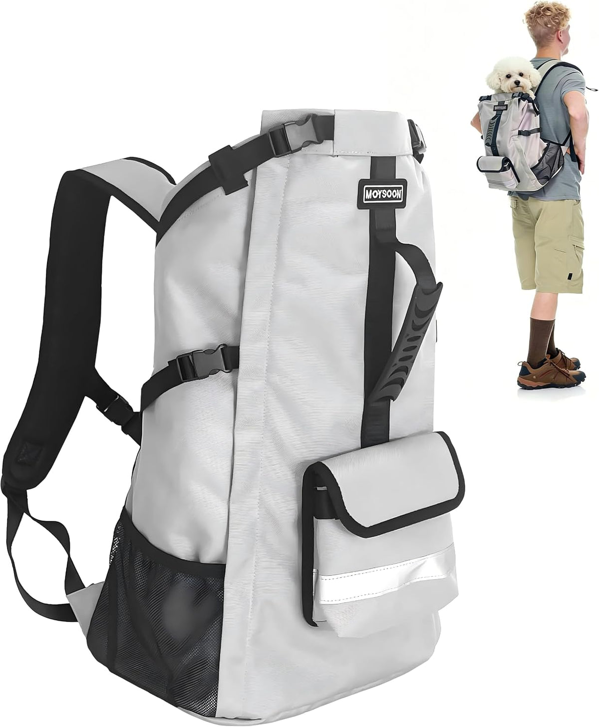 Waterproof Dog Backpack Carrier for Small Dogs Under 22 lb, Grey