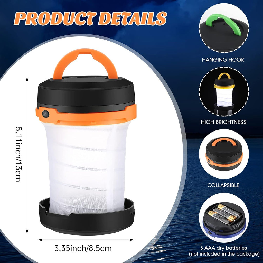 Retisee 4 Pcs Collapsible LED Camping Lantern Battery LED Operated Camping Lantern Lights Lantern Flashlight Portable Lamp Camping Accessories for Emergency Power Outage Hiking Tent Outdoor, 4 Colors