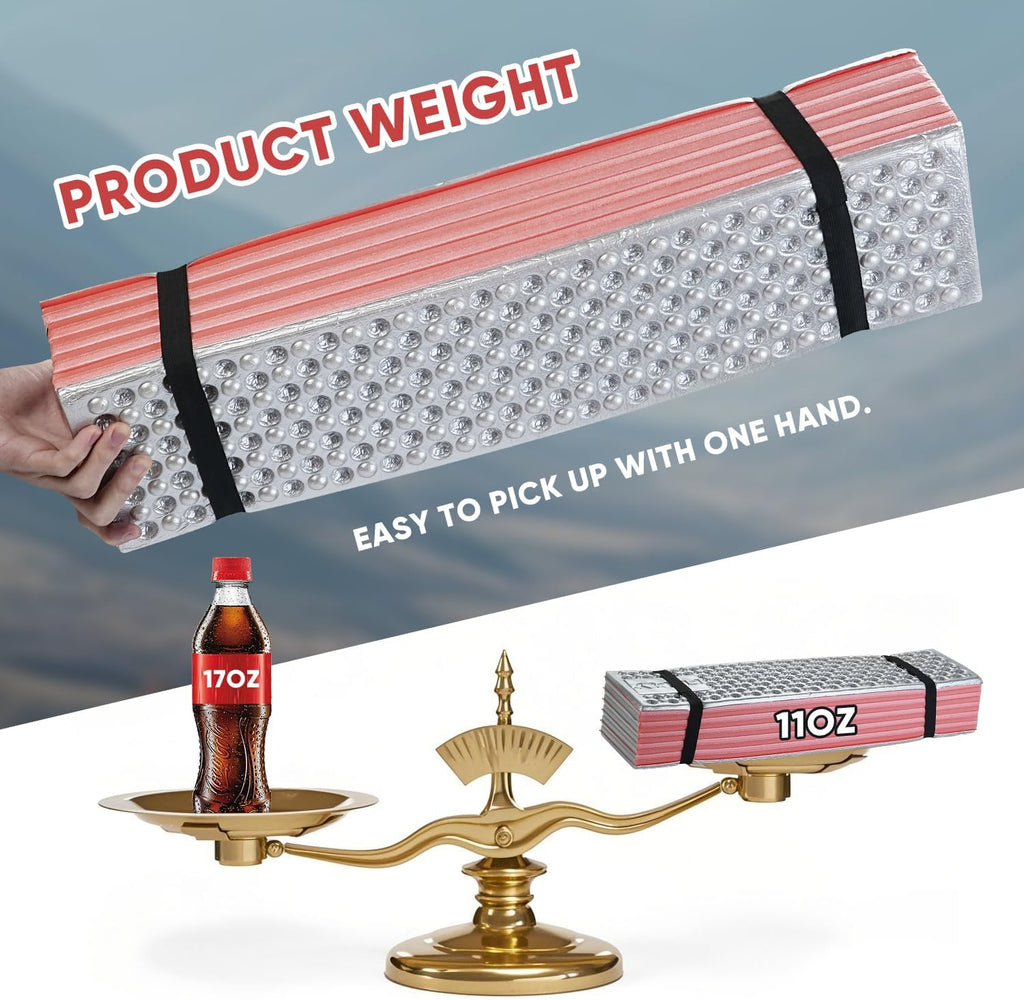 Ultralight Foam Sleeping Pad, Waterproof Closed Cell Foam Pad for Superior Insulation, Folding Sleeping Mat for Compact Storage, Foldable and Portable for Hiking and Camping