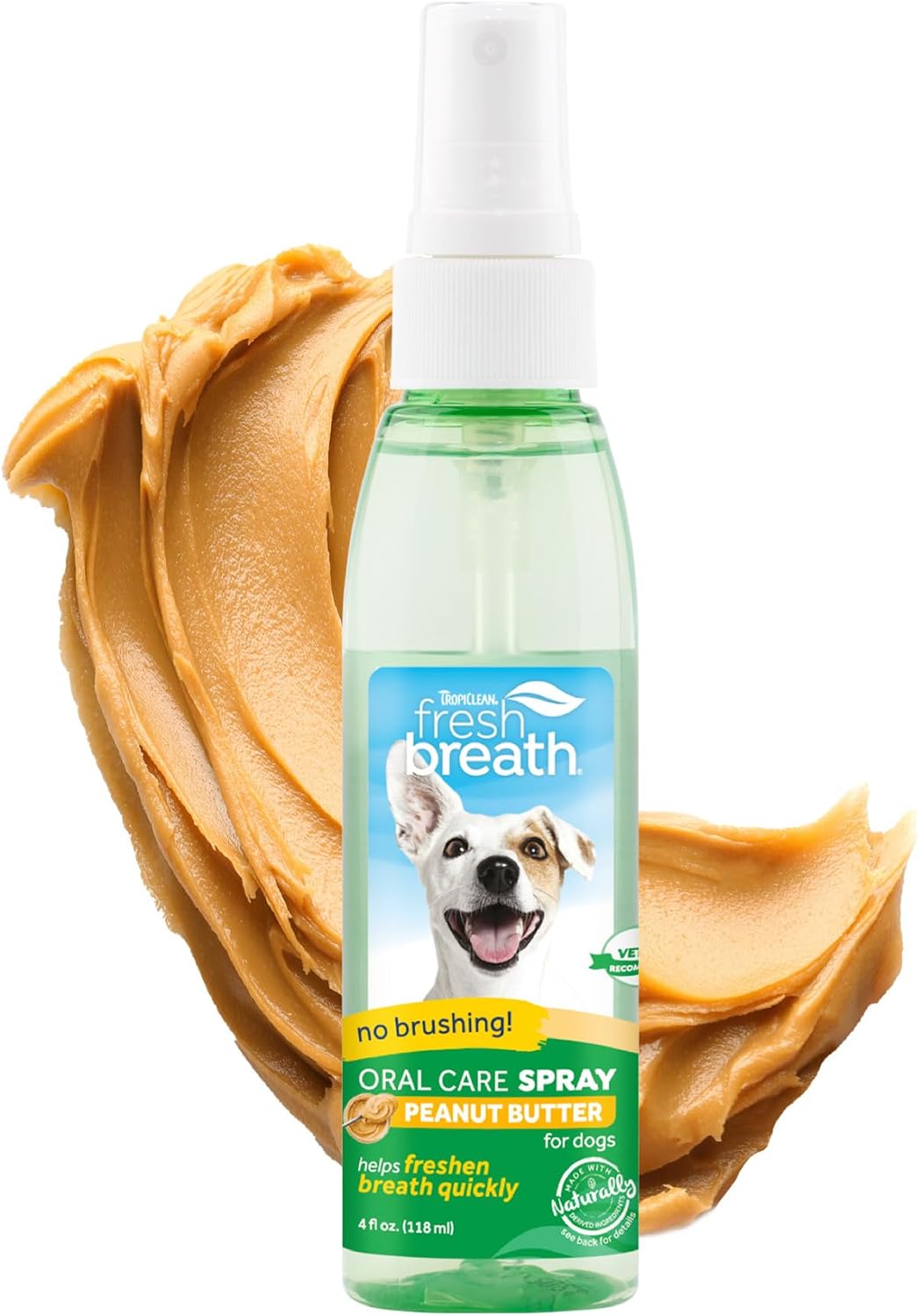 TropiClean Fresh Breath Dental Foam Spray for Dogs &amp; Cats | Quick Breath Freshener and Teeth Cleaning Solution | Made in The USA | 4.5oz.