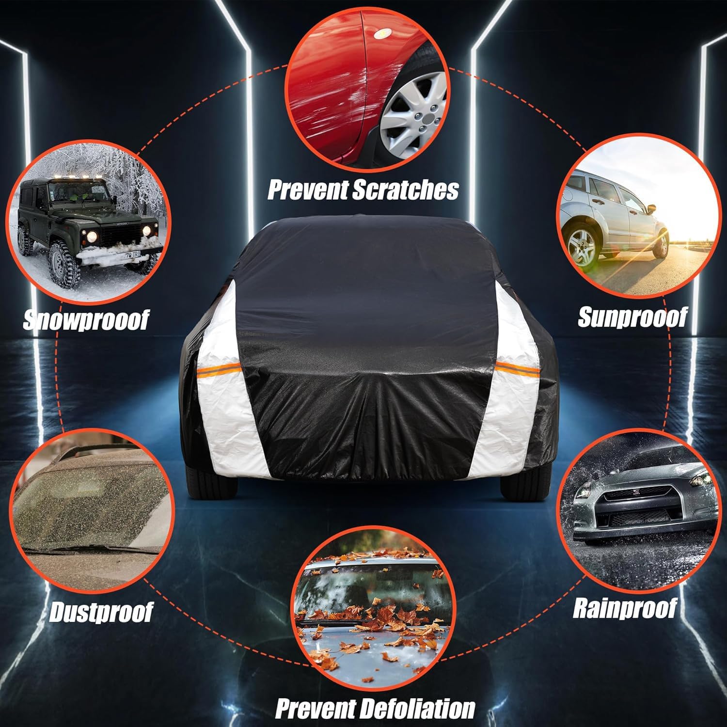 Ford Mustang Car Cover 100% Waterproof All Weather, Gift with Towel, 10 Layers Car Cover Custom Fit 1993-2026 Mustang/Mustang GT/Shelby, Outdoor Full Exterior Cover Rain Sun UV Protection.