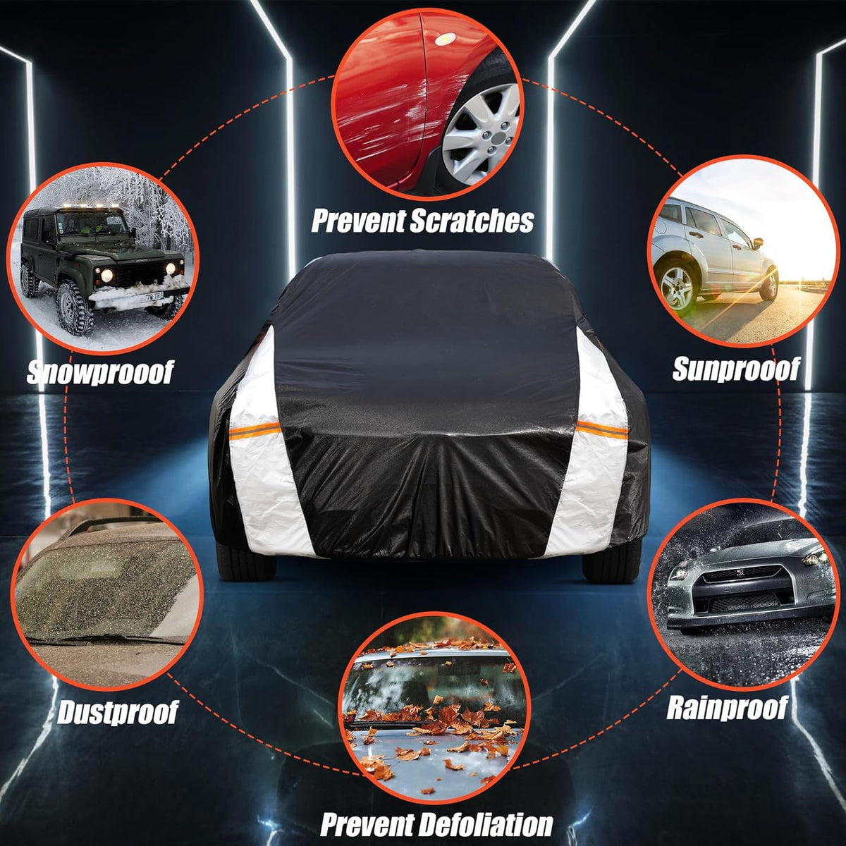 Nissan 350Z Car Cover 100% Waterproof All Weather, Gift with Towel, 10 Layers Car Cover Custom Fit 2003-2026 Nissan 350Z/370Z Roadster/Coupe, Full Exterior Cover Rain Sun UV Protection with Zipper.