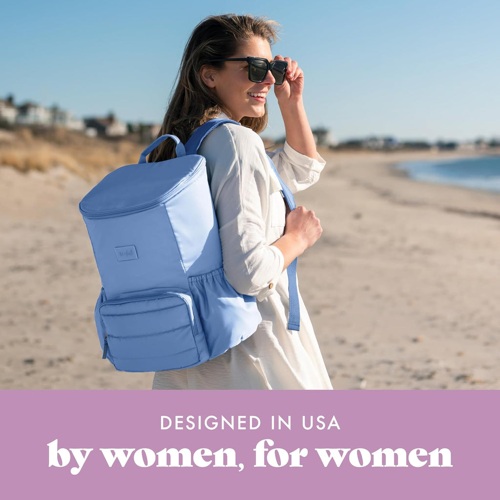 Fit & Fresh Insulated Backpack Soft Cooler – Leak-Resistant Beach & Travel Bag for Women, 24 Can Capacity Picnic & Cooler Bag
