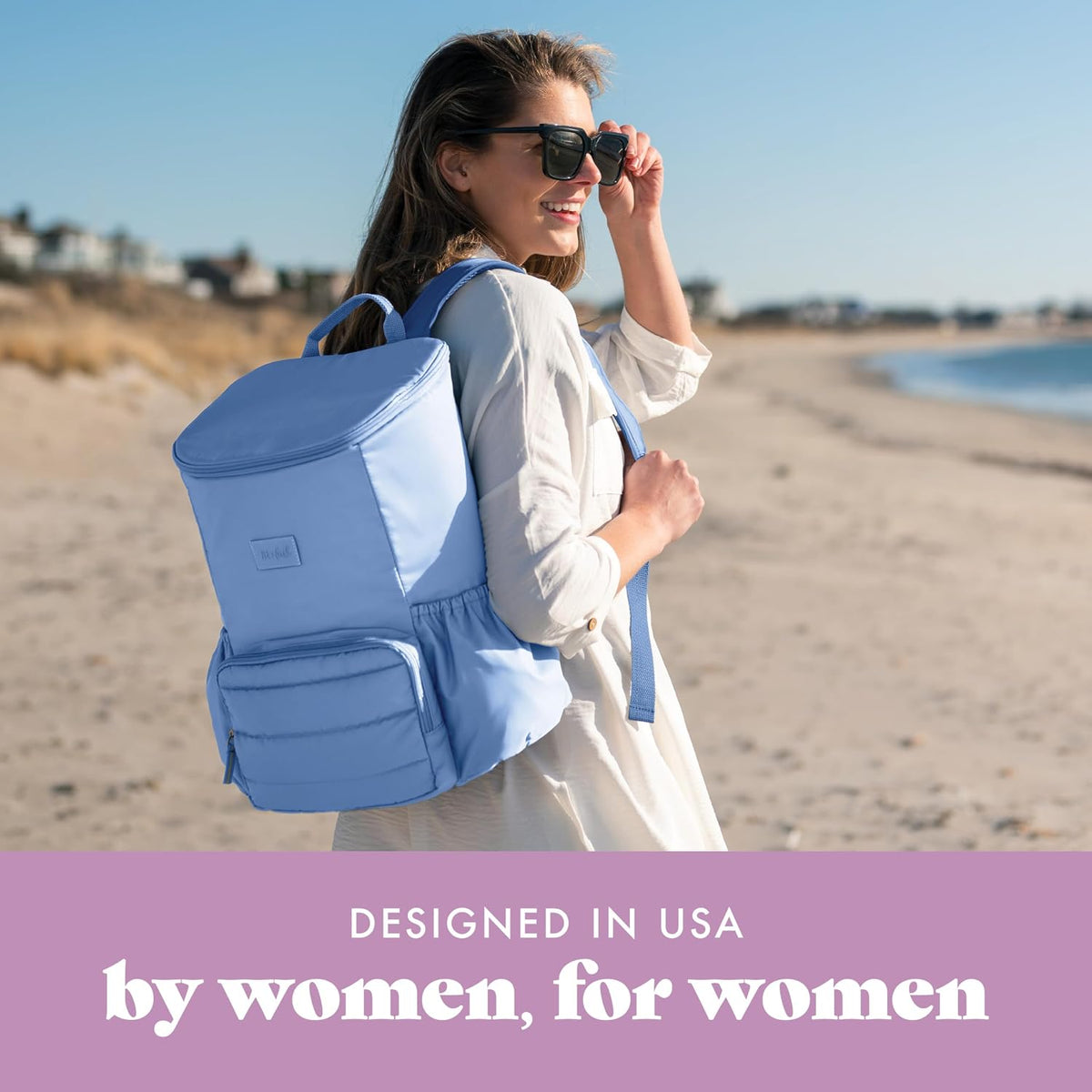 Fit & Fresh Insulated Backpack Soft Cooler – Leak-Resistant Beach & Travel Bag for Women, 24 Can Capacity Picnic & Cooler Bag