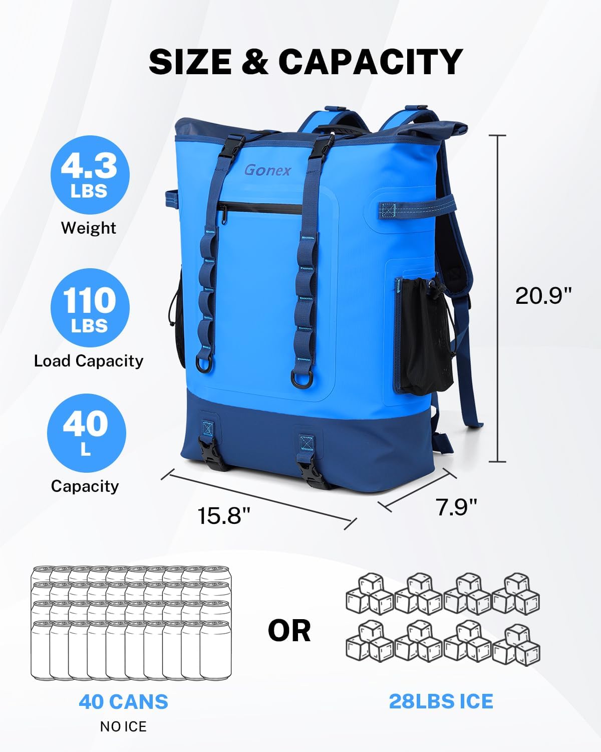Gonex Cooler Backpack, 40 Can Insulated Soft Cooler Bag, Waterproof