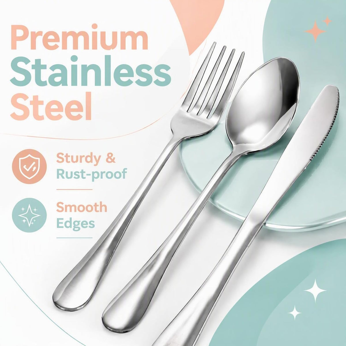 Nicunom 8 Pack Travel Silverware Set with Case, Reusable Utensils for Lunch