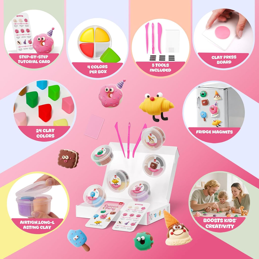 Air Dry Clay Kit for Kids - 6 Boxes Fridge Magnets Craft Set