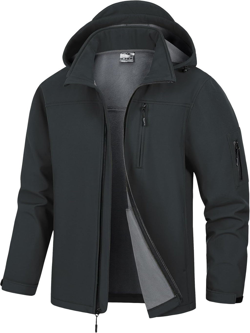 Men's Soft Shell Jacket Waterproof Military Tactical Coat Winter Fleece Lined Rain Jacket with Detachable Hood
