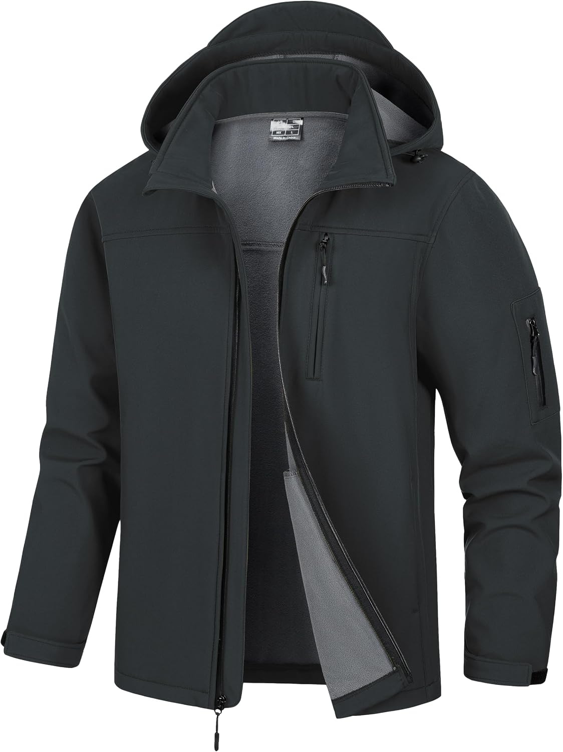 Men's Soft Shell Jacket Waterproof Military Tactical Coat Winter Fleece Lined Rain Jacket with Detachable Hood