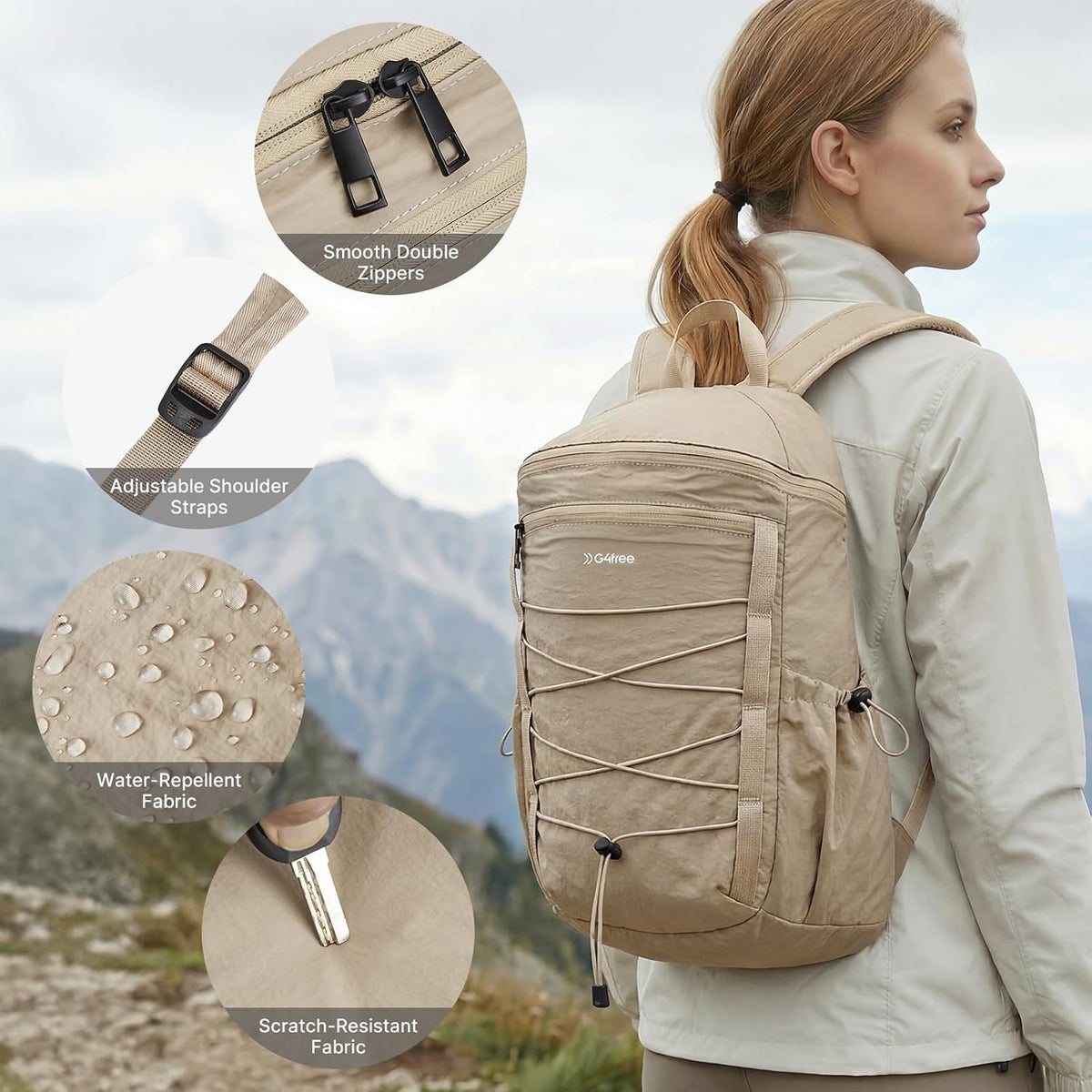 G4Free 20L Hiking Travel Backpack for Women Men