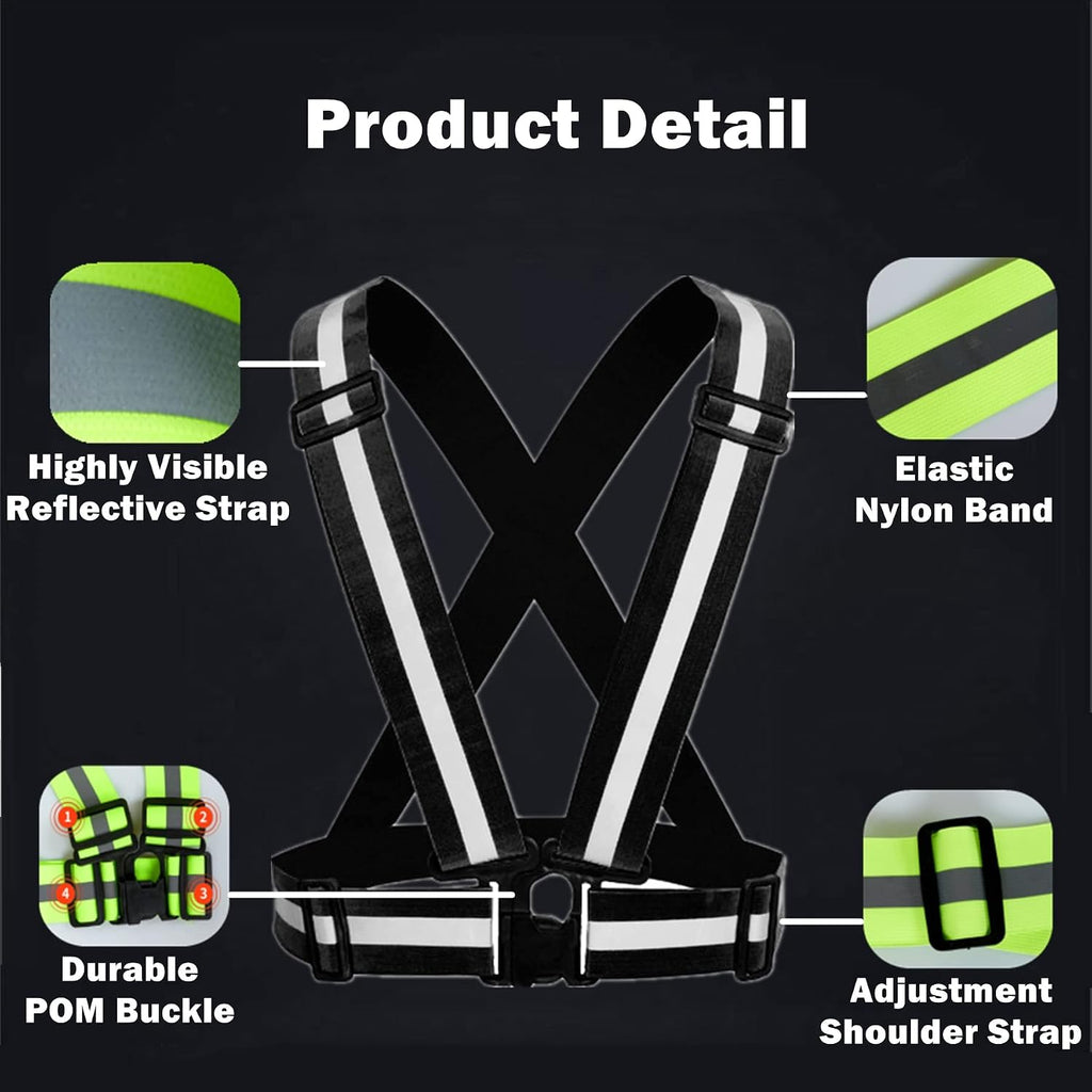 Reflective Vest, High Visibility Safety Vest Straps Reflective Gear for Night Running Walking Cycling for Men Women Kids