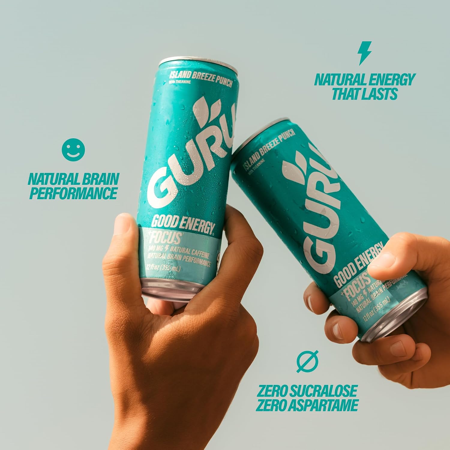 GURU Organic Energy Drink, Island Breeze Punch, 12 Fl Oz, 24 Pack