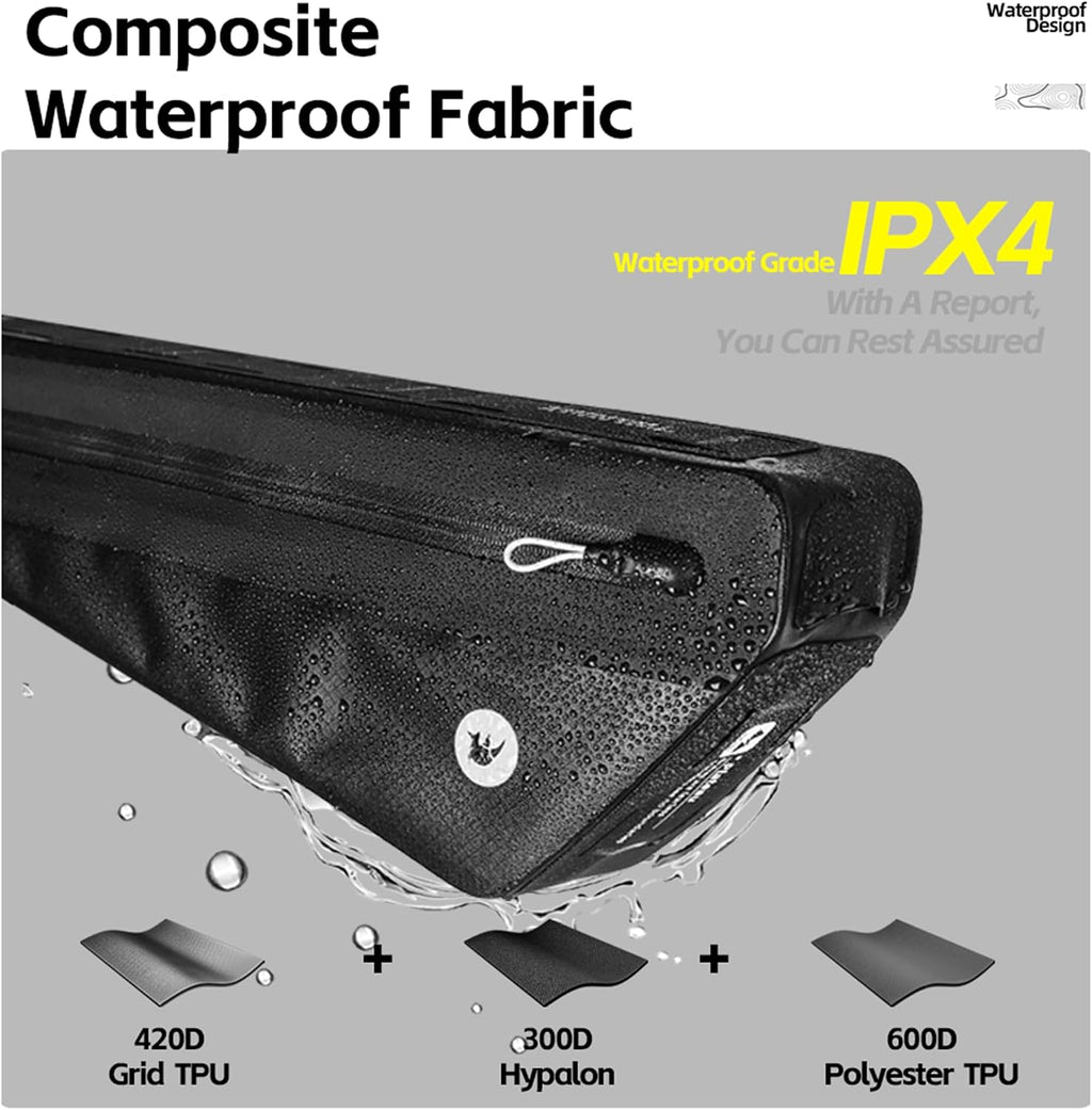 Rhinowalk Bike Triangle Frame Bag Waterproof IPX4 Slim Fit Cycling Storage Pouch for MTB & Road Bikes (Size 1.7L)