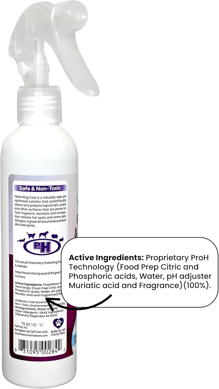 Feline Ring Care | Control & Help with Cat Ringworm, Mange, Dermatitis, Dog Paw Yeast. Also works on Dogs, Hamsters, Guinea Pigs, Rabbits, etc. 8 oz Ready to Use Spray for Cats and Itch Relief