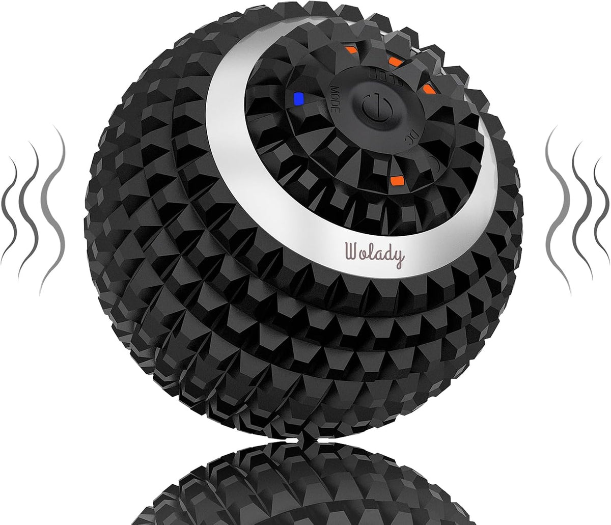 Vibrating Massage Ball 4-Speed High-Intensity Fitness Yoga Massage Roller, Relieving Muscle Tension Pain & Pressure Massaging Balls (Black)