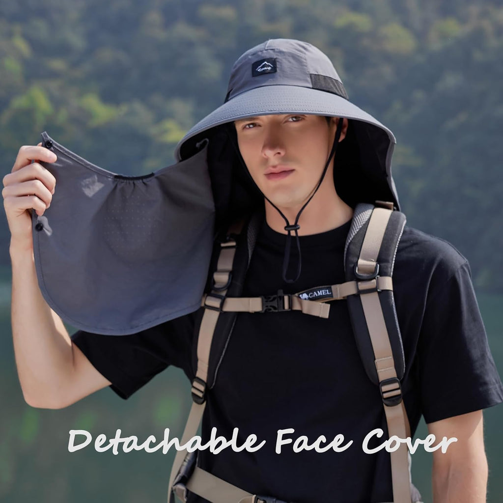 Rosoz Outdoor Sun Hat for Men Women, UPF 50+Fishing Hat with Neck Flap