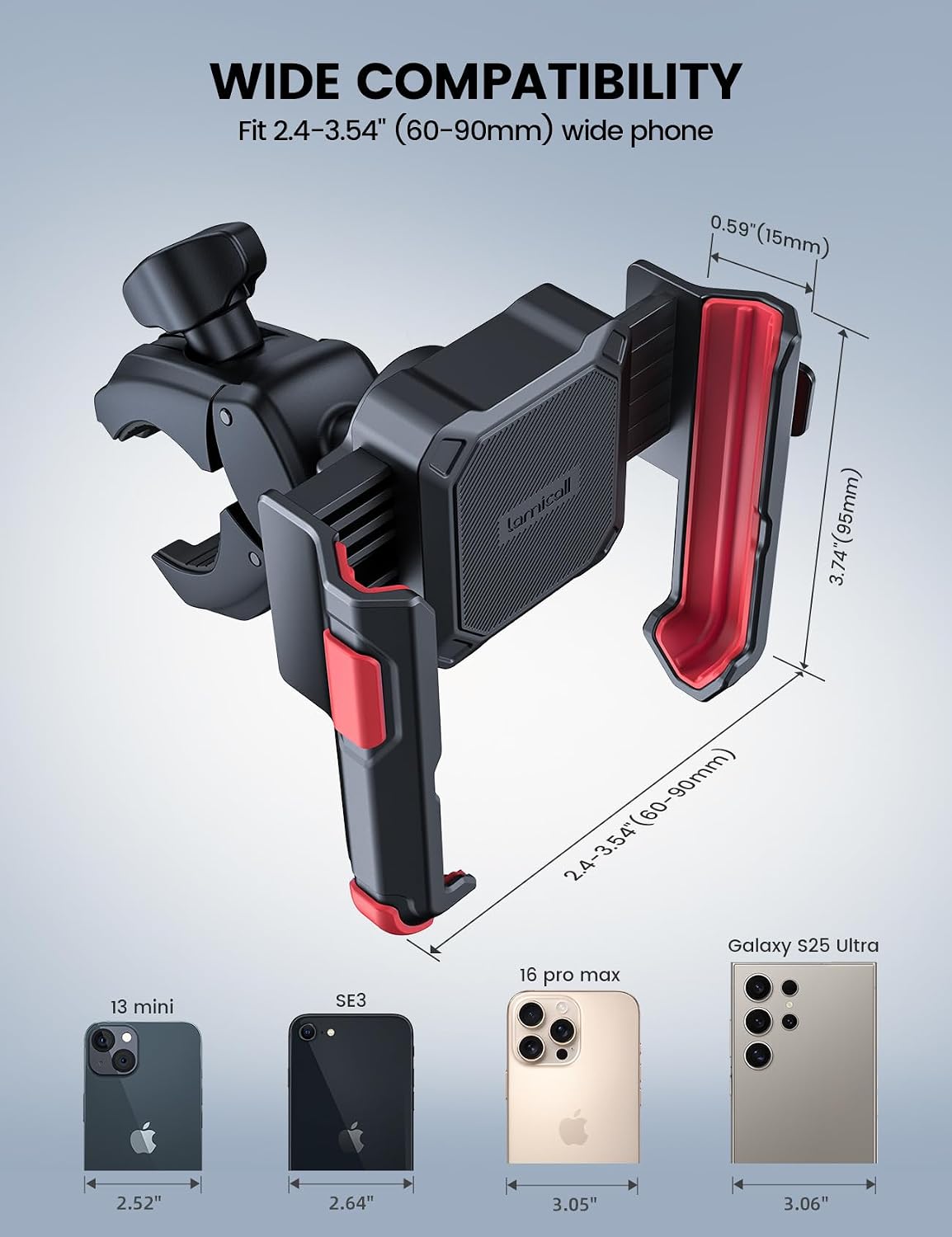 Lamicall Motorcycle Bike Phone Mount, 1s Quick Release Bike Phone Holder